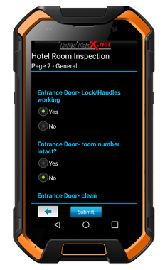 Android device showing example Hotel Room Inspection form
