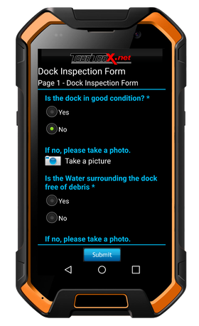 Android device showing example Dock Inspection form