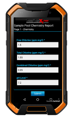 Android Device showing water chemistry levels
